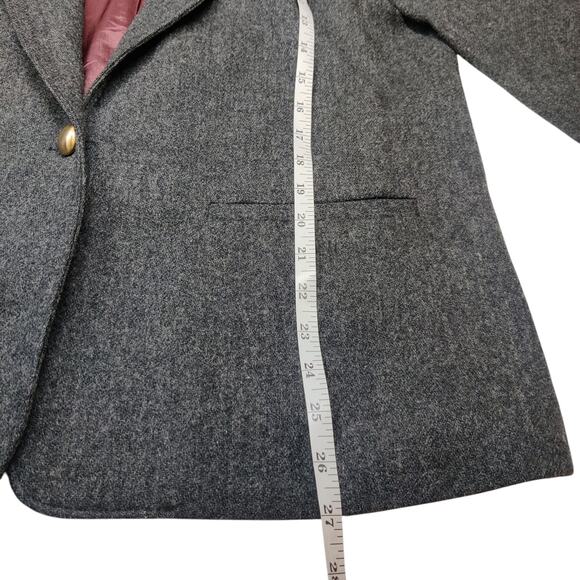 Vintage Block Island Petites Virgin Wool One Button Blazer Gray 12 Old Money - Picture 13 of 13